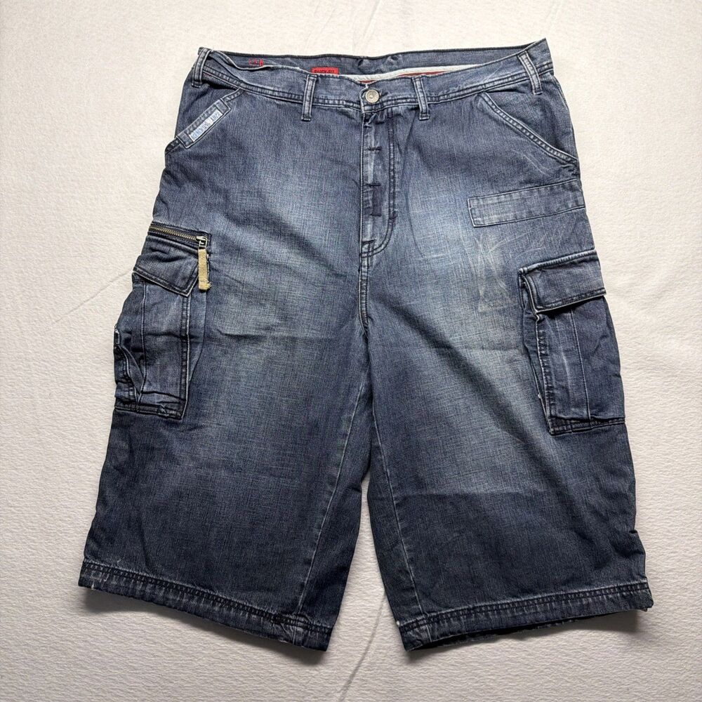 Vintage Y2K Echo Unltd Baggy Fit Denim Cargo Jorts Long Shorts - Men’s 38x16